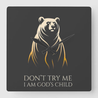 I Am God’s Child Bear Graphic スクエア壁時計