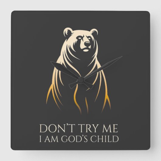I Am God’s Child Bear Graphic スクエア壁時計 (正面)