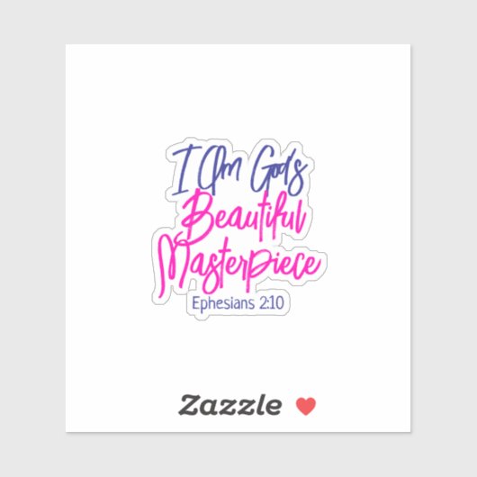 I Am God's Beautiful Masterpiece Bible Verse シール (シート)
