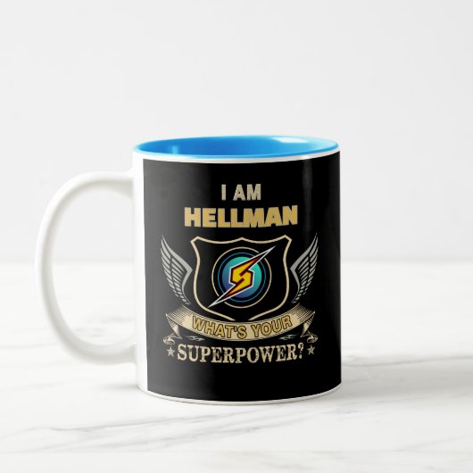I Am HELLMAN What's Your Superpower ツートーンマグカップ (左)