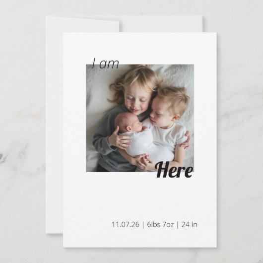 I Am Here Birth Announcement Card (正面)