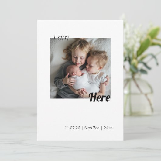 I Am Here Birth Announcement Card (スタンド正面)