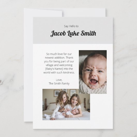 I Am Here Birth Announcement Card (裏面)