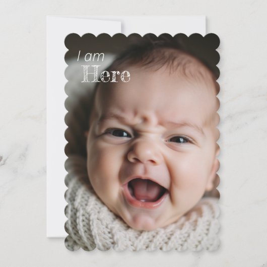 “I Am Here” Personalized Birth Announcement Card (正面)