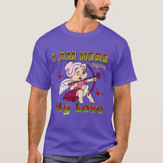 I am Hereargeting My Love Couples Design retro Tシャツ