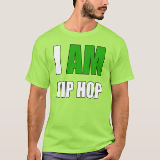 "I AM HIP HOP" グリーンレター トップス