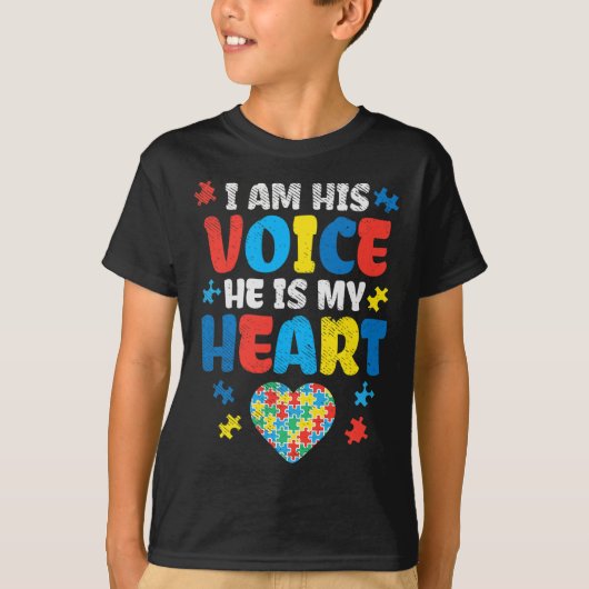 I Am His Voice He Is My Heart Autism Awareness Asl Tシャツ (正面)