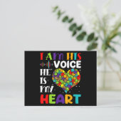 I Am His Voice He Is My Heart Autism Awareness Mom ポストカード (スタンド正面)
