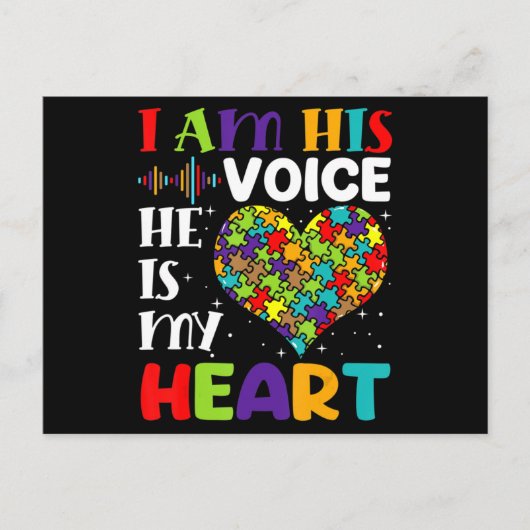 I Am His Voice He Is My Heart Autism Awareness Mom ポストカード (正面)