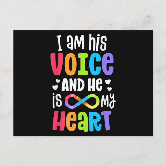 I Am His Voice He Is My Heart Autism Awareness Pre ポストカード (正面)