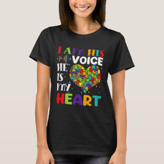 I Am His Voice He Is My Heart Autism Awareness Son Tシャツ