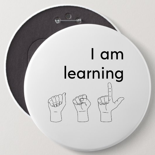 I am learning ASL Button 缶バッジ (正面&裏面)