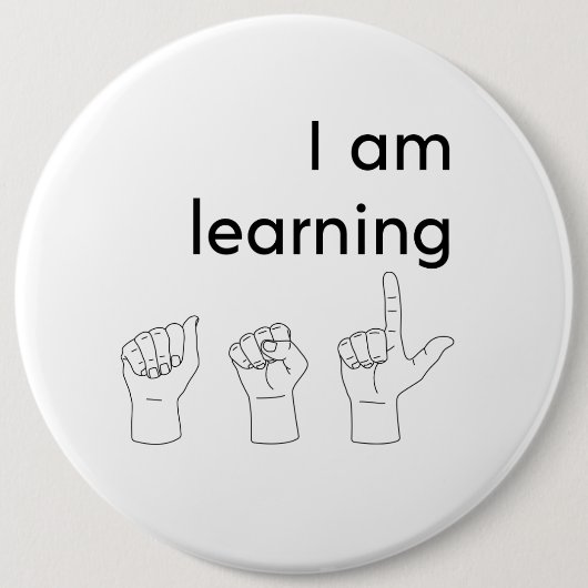 I am learning ASL Button 缶バッジ (正面)