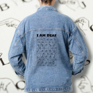 I Am Looer ASL American Sign Language Alpabet Blue デニムジャケット