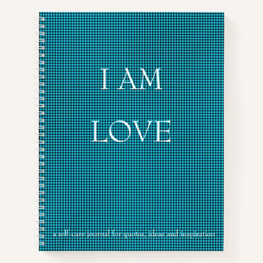 I AM LOVE引用文セルフジャーナル気にホワイト文字 ノートブック (正面)