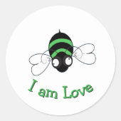 I Am Love Bee Sticker ラウンドシール (正面)