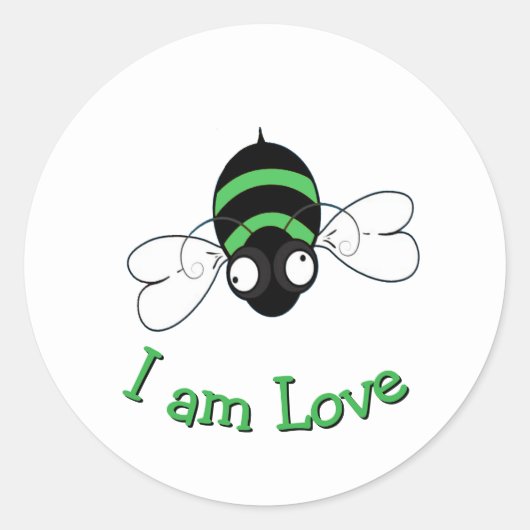 I Am Love Bee Sticker ラウンドシール (正面)