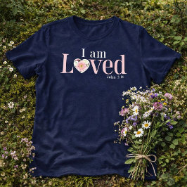 I Am Loved John 3:16  Floral Heart Christian トライブレンドＴシャツ