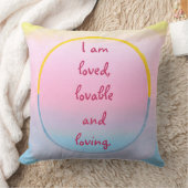 I am loved, lovable and loving affirmation pink クッション (ブランケット)