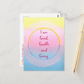 I am loved lovable and loving affirmation postcard ポストカード