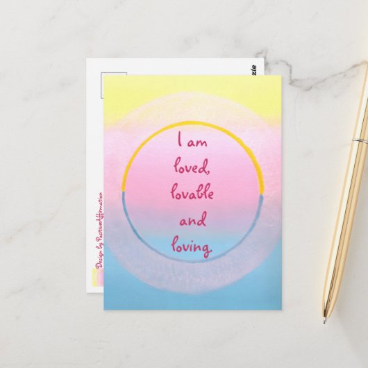 I am loved lovable and loving affirmation postcard ポストカード (正面/裏面インサイチュ)
