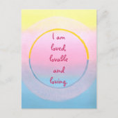 I am loved lovable and loving affirmation postcard ポストカード (正面)