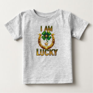 I Am Lucky – シンボはっきりしたルTシャツデザイン ベビーTシャツ