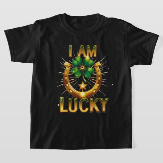 I Am Lucky – シンボはっきりしたルTシャツデザイン Tシャツ (レイダウン)