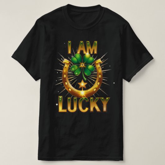 I Am Lucky – シンボはっきりしたルTシャツデザイン Tシャツ (デザイン正面)