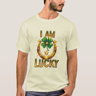 I Am Lucky – シンボはっきりしたルTシャツデザイン Tシャツ
