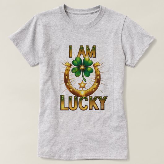 I Am Lucky – シンボはっきりしたルTシャツデザイン Tシャツ (デザイン正面)