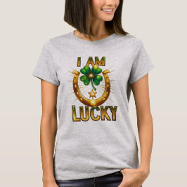 I Am Lucky – シンボはっきりしたルTシャツデザイン Tシャツ