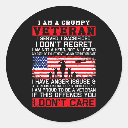 I Am Mpy Veteran I Served I Sacrificed I Don't Reg ラウンドシール (正面)