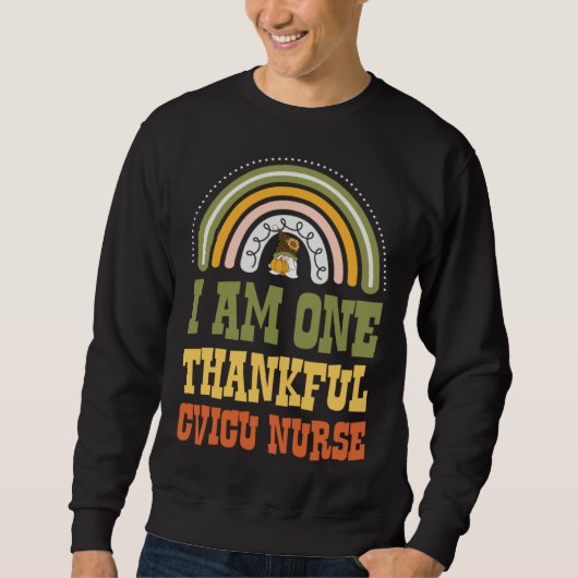 I Am One Thankful CVICU Nurse Bohemian Thanksgivin スウェットシャツ (正面)
