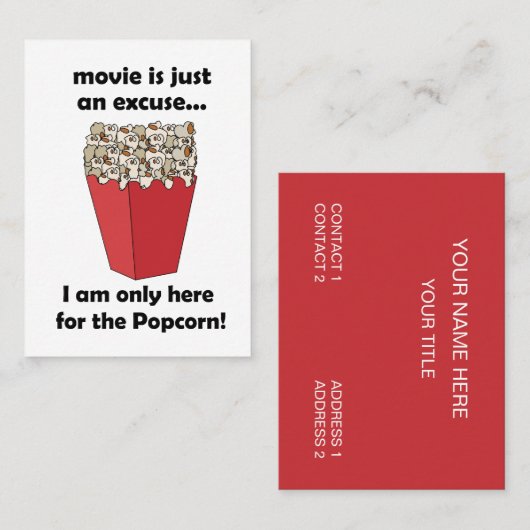 I am Only Here For The Popcorn Food Snack 名刺 (正面/裏面)