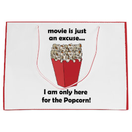 I am Only Here For The Popcorn Funny Quote ラージペーパーバッグ