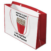I am Only Here For The Popcorn Funny Quote ラージペーパーバッグ (裏面アングル)