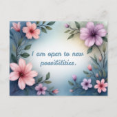 I am open to new possibilities floral affirmation ポストカード (正面)