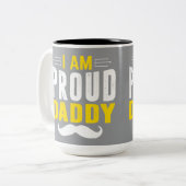 I Am Proud Daddy Grey Mustache Typographic Coffee  ツートーンマグカップ (正面左)
