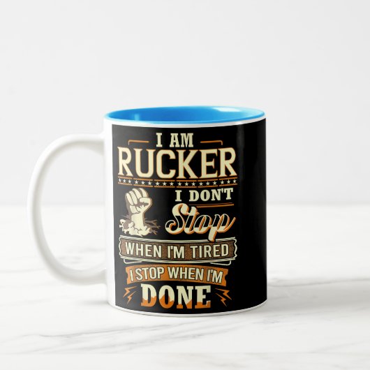 I Am Rucker. I Don't Stop When I'm Tired ツートーンマグカップ (左)