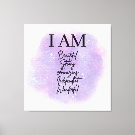 I AM Self Love Affirmations キャンバスプリント (正面)