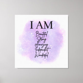 I AM Self Love Affirmations キャンバスプリント