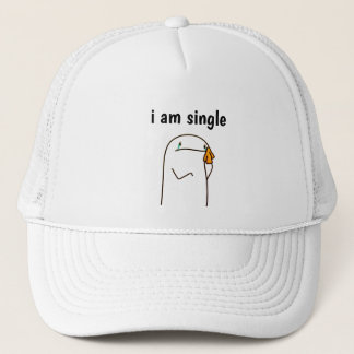 I Am Single" Funny Minimalist Trucker Hat Simple  キャップ