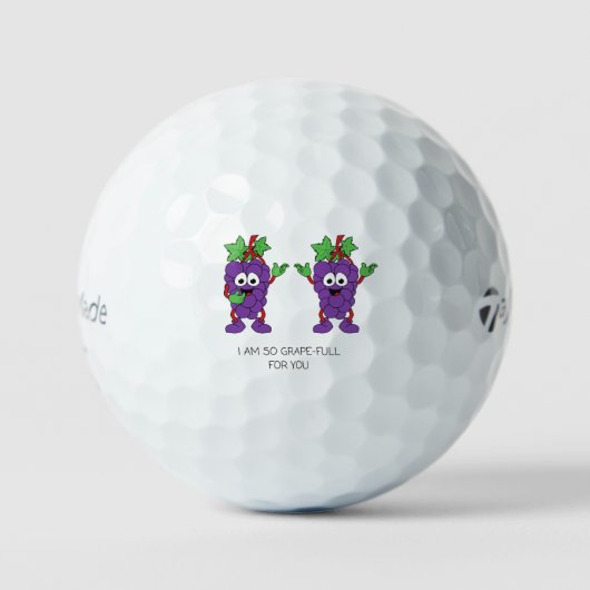「I Am So Grape-ful For You」スイートで遊び心のあるゴルフボール ゴルフボール (正面)