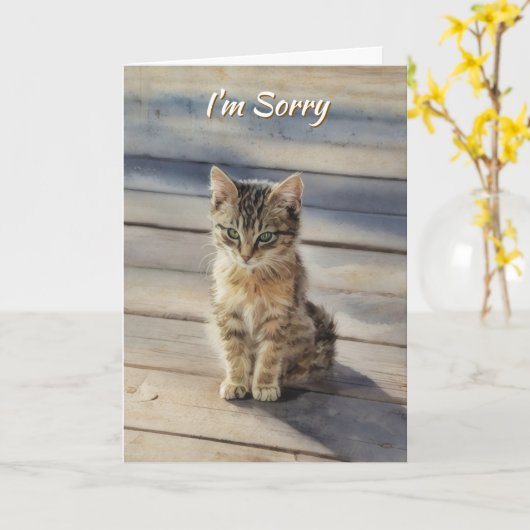 I Am Sorry Cute Kitten Cat Card カード (黄色い花)