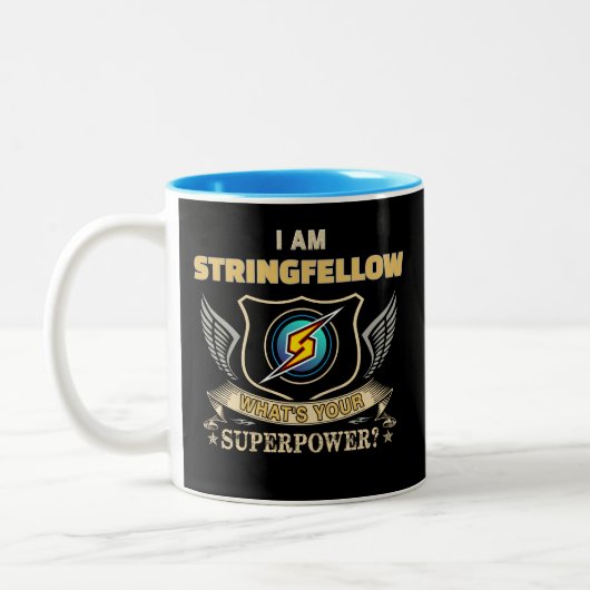 I Am STRINGFELLOW What's Your Superpower ツートーンマグカップ (左)