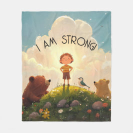 I Am Strong Boys Affirmation フリースブランケット