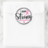 I Am Strong Breast Cancer Awareness ラウンドシール (バッグ)