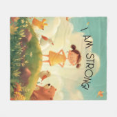 I Am Strong - Girls Empowerment フリースブランケット (正面(横))