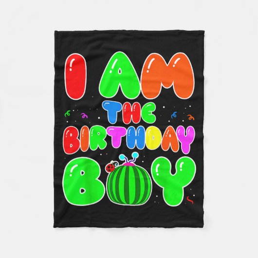I Am The Birthday Boy Funny Watermelon Birthday Fa フリースブランケット (正面)